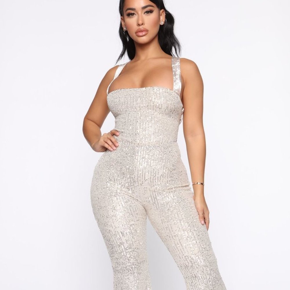Fashion Nova Right On Shine Sequin Jumpsuit